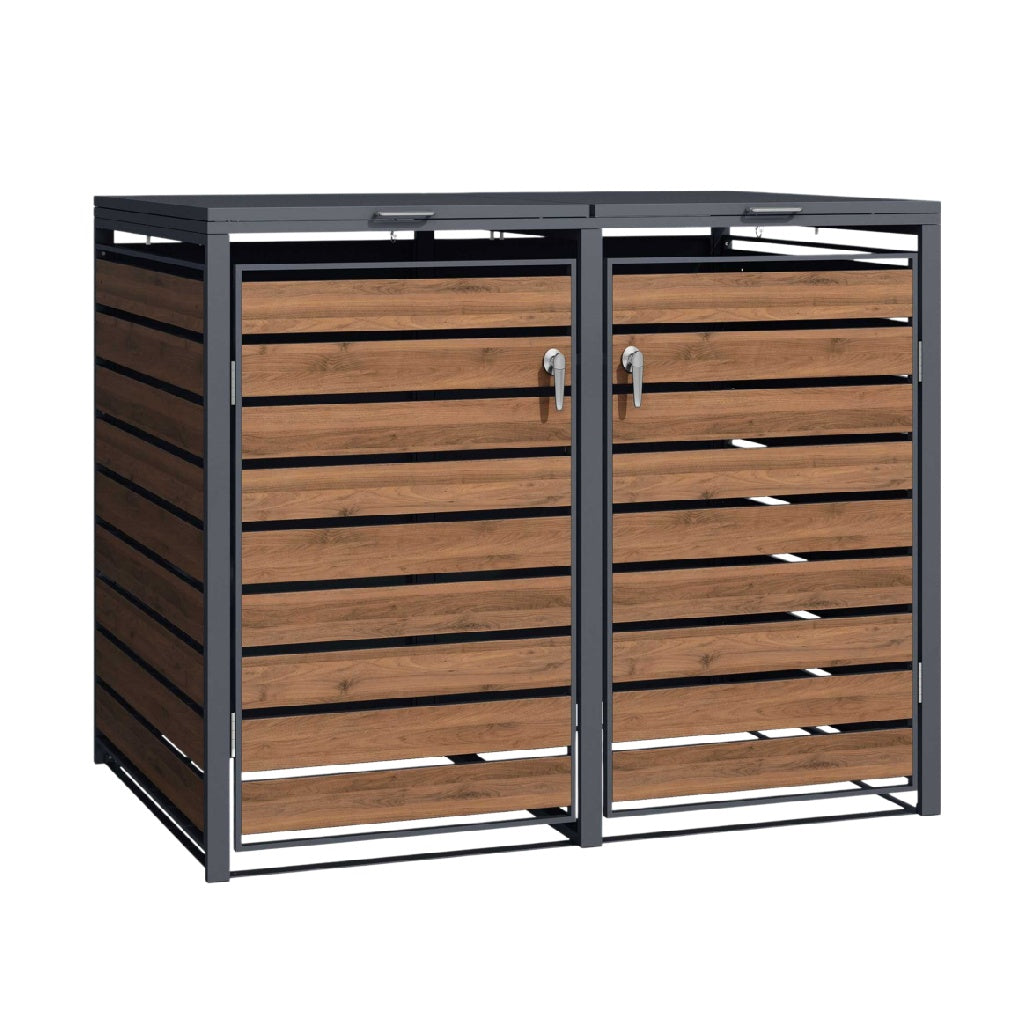 屋外収納ボックス　庭やバルコニーでの使用に最適　スチールと木材製　150 x 75 x 90