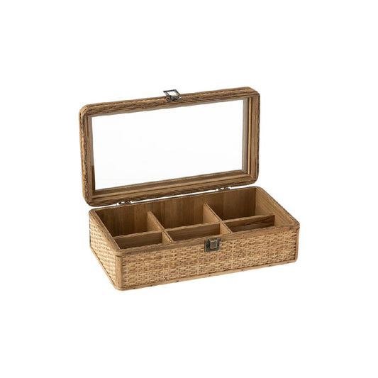 Boîte de rangement en bambou pour organiser des accessoires - 25 x 10 x 8